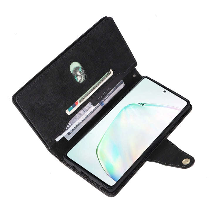 Rivet Buckle 9 Cards Three Fold Leather Phone Case, For Samsung Galaxy Note10 Lite, For Samsung G...