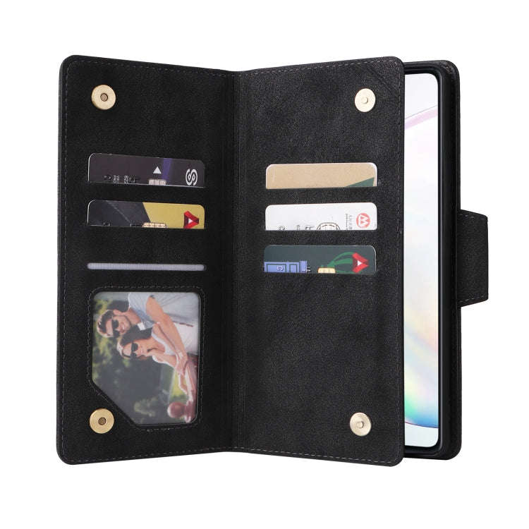 Rivet Buckle 9 Cards Three Fold Leather Phone Case, For Samsung Galaxy Note10 Lite, For Samsung G...