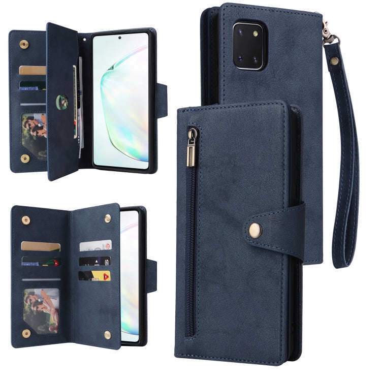 Rivet Buckle 9 Cards Three Fold Leather Phone Case, For Samsung Galaxy Note10 Lite, For Samsung G...