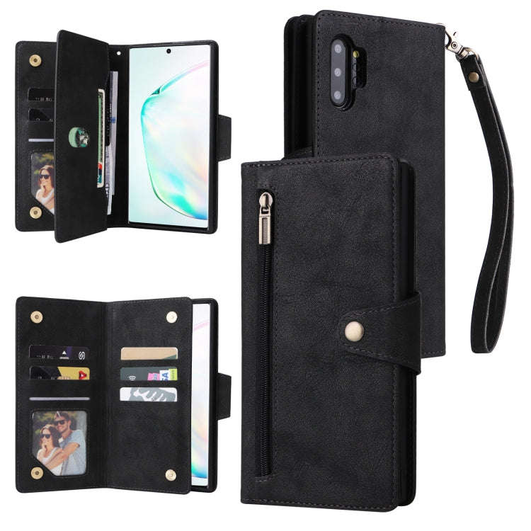 Rivet Buckle 9 Cards Three Fold Leather Phone Case, For Samsung Galaxy Note10 Lite, For Samsung G...