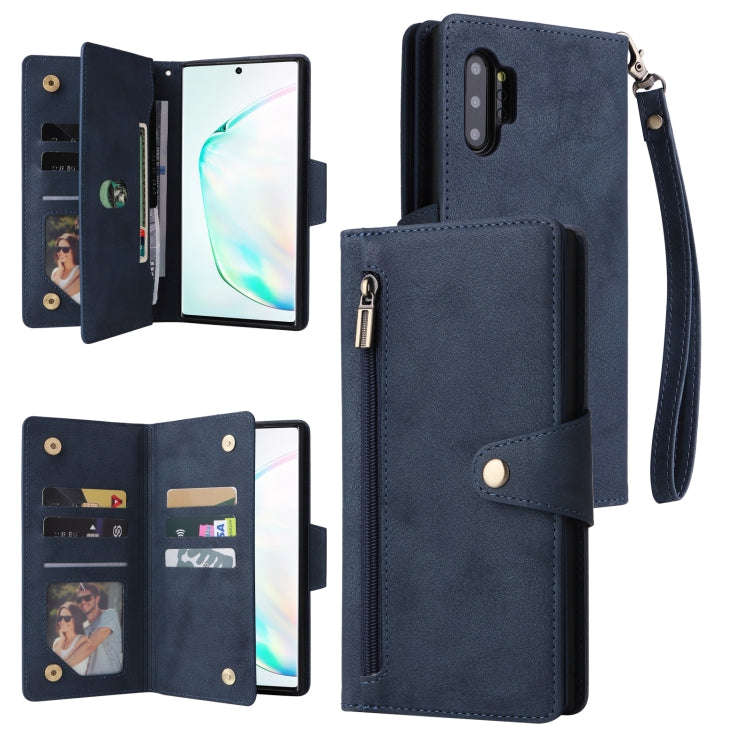 Rivet Buckle 9 Cards Three Fold Leather Phone Case, For Samsung Galaxy Note10 Lite, For Samsung G...