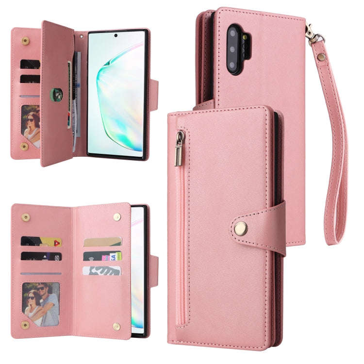 Rivet Buckle 9 Cards Three Fold Leather Phone Case, For Samsung Galaxy Note10 Lite, For Samsung G...