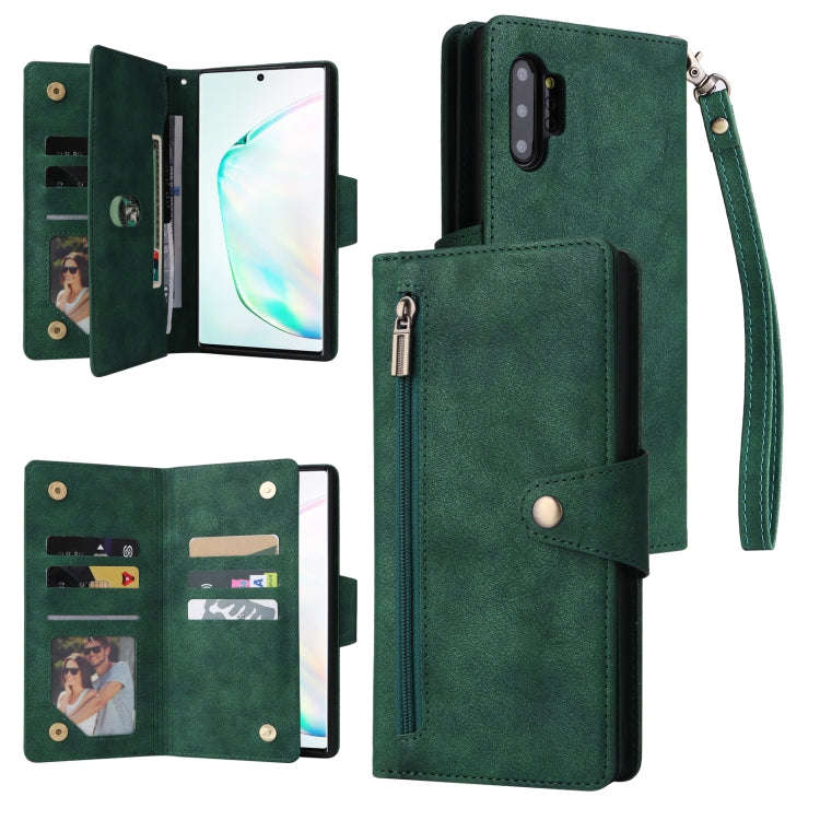 Rivet Buckle 9 Cards Three Fold Leather Phone Case, For Samsung Galaxy Note10 Lite, For Samsung G...
