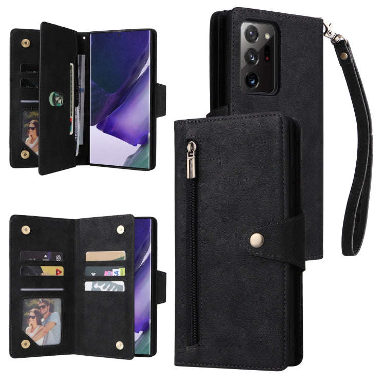 Rivet Buckle 9 Cards Three Fold Leather Phone Case, For Samsung Galaxy Note10 Lite, For Samsung G...