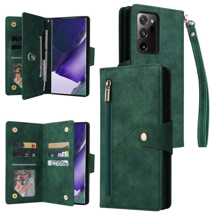 Rivet Buckle 9 Cards Three Fold Leather Phone Case, For Samsung Galaxy Note10 Lite, For Samsung G...