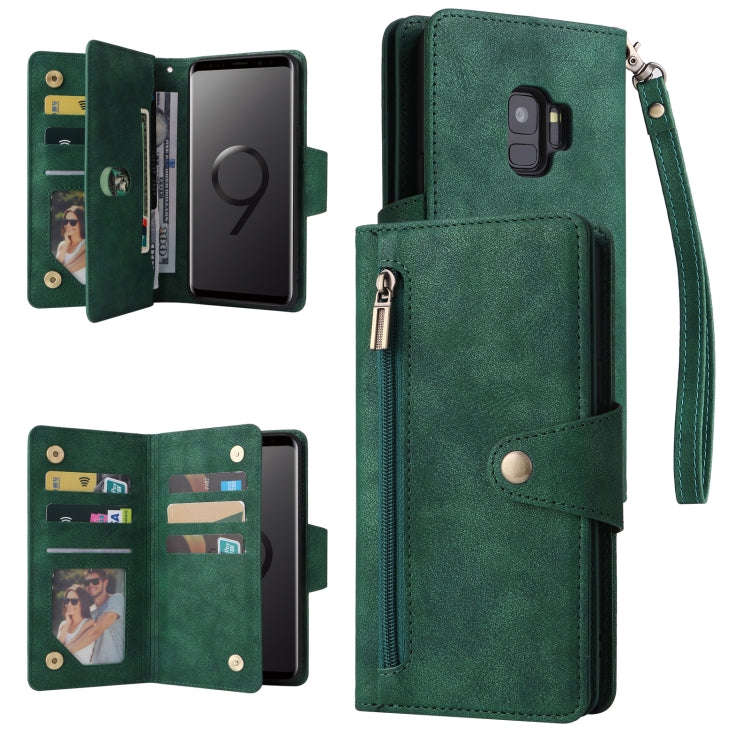 Rivet Buckle 9 Cards Three Fold Leather Phone Case, For Samsung Galaxy Note10 Lite, For Samsung G...
