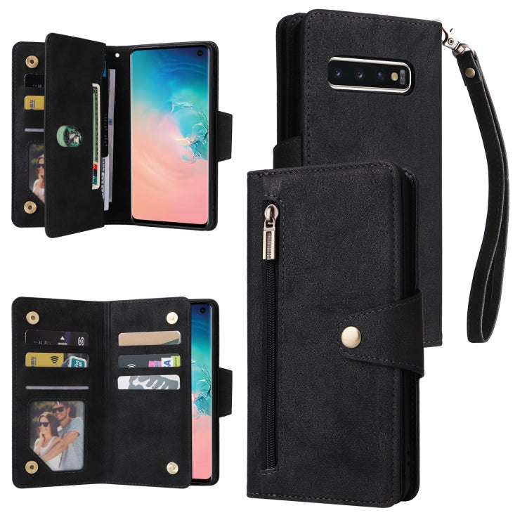 Rivet Buckle 9 Cards Three Fold Leather Phone Case, For Samsung Galaxy Note10 Lite, For Samsung G...