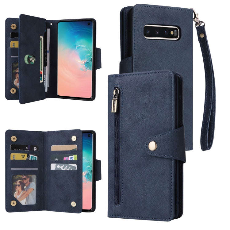 Rivet Buckle 9 Cards Three Fold Leather Phone Case, For Samsung Galaxy Note10 Lite, For Samsung G...