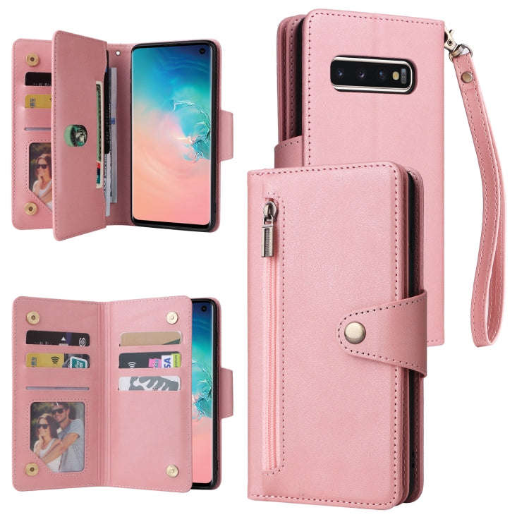 Rivet Buckle 9 Cards Three Fold Leather Phone Case, For Samsung Galaxy Note10 Lite, For Samsung G...