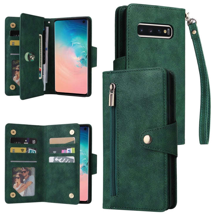 Rivet Buckle 9 Cards Three Fold Leather Phone Case, For Samsung Galaxy Note10 Lite, For Samsung G...