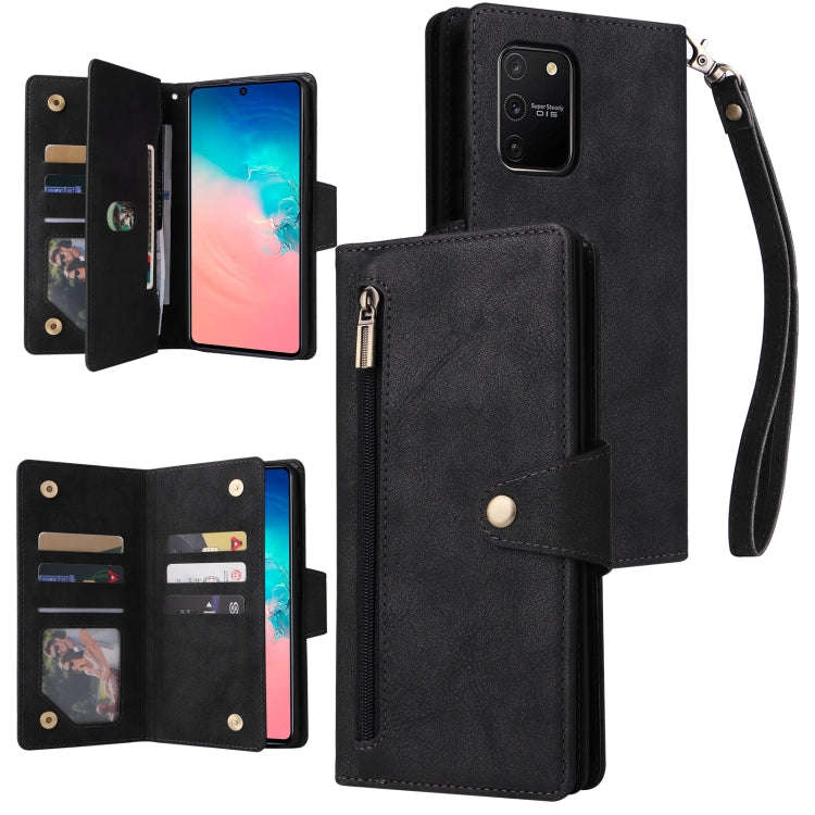 Rivet Buckle 9 Cards Three Fold Leather Phone Case, For Samsung Galaxy Note10 Lite, For Samsung G...