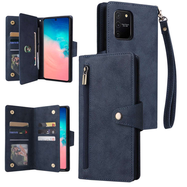 Rivet Buckle 9 Cards Three Fold Leather Phone Case, For Samsung Galaxy Note10 Lite, For Samsung G...