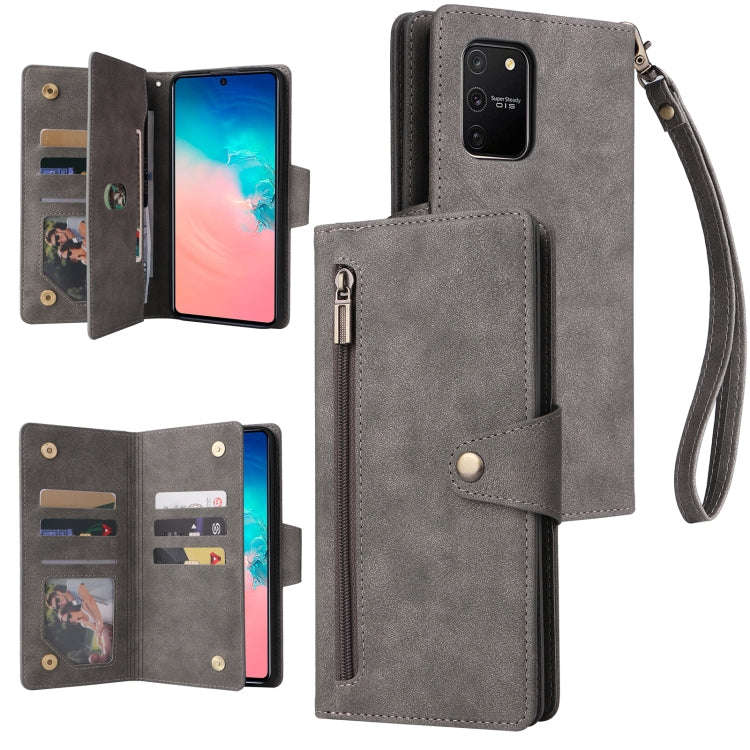 Rivet Buckle 9 Cards Three Fold Leather Phone Case, For Samsung Galaxy Note10 Lite, For Samsung G...