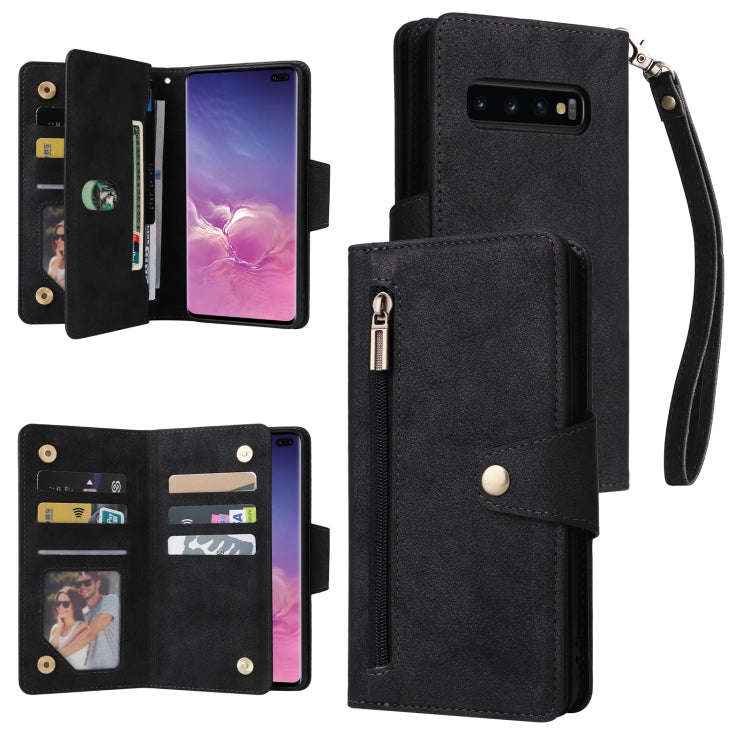 Rivet Buckle 9 Cards Three Fold Leather Phone Case, For Samsung Galaxy Note10 Lite, For Samsung G...