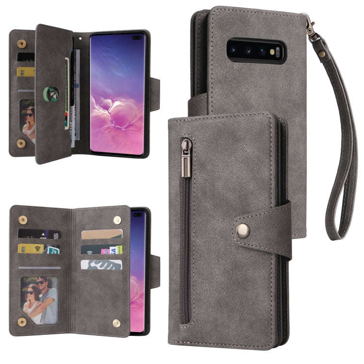 Rivet Buckle 9 Cards Three Fold Leather Phone Case, For Samsung Galaxy Note10 Lite, For Samsung G...