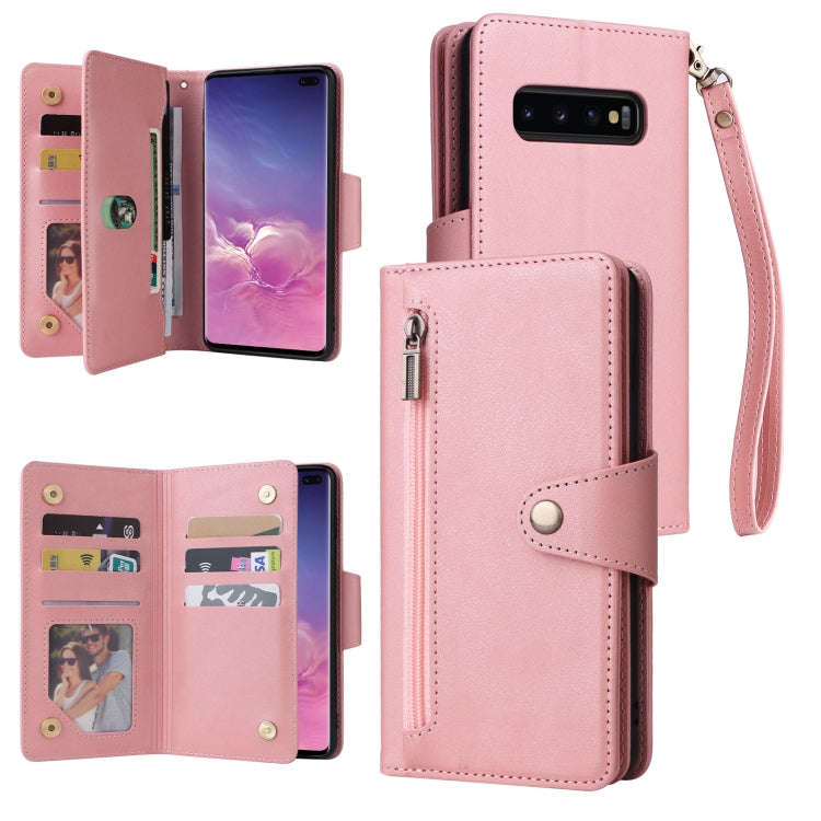 Rivet Buckle 9 Cards Three Fold Leather Phone Case, For Samsung Galaxy Note10 Lite, For Samsung G...