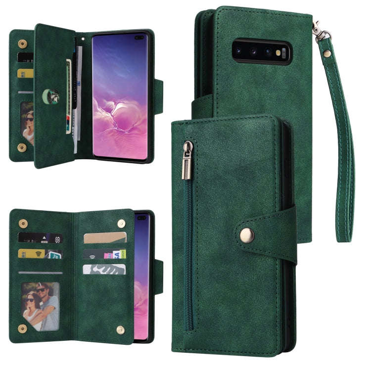 Rivet Buckle 9 Cards Three Fold Leather Phone Case, For Samsung Galaxy Note10 Lite, For Samsung G...