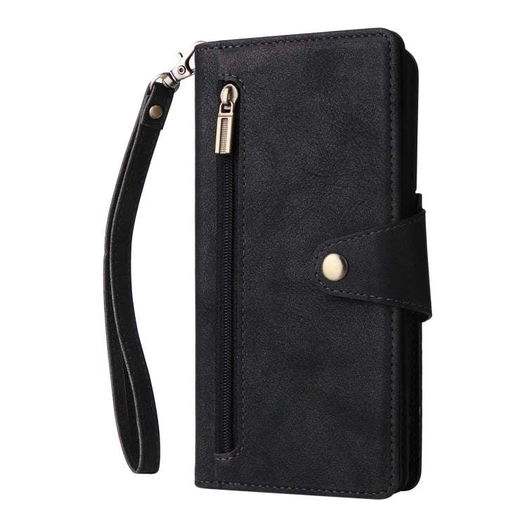 Rivet Buckle 9 Cards Three Fold Leather Phone Case, For Samsung Galaxy S22+, For Samsung Galaxy S...
