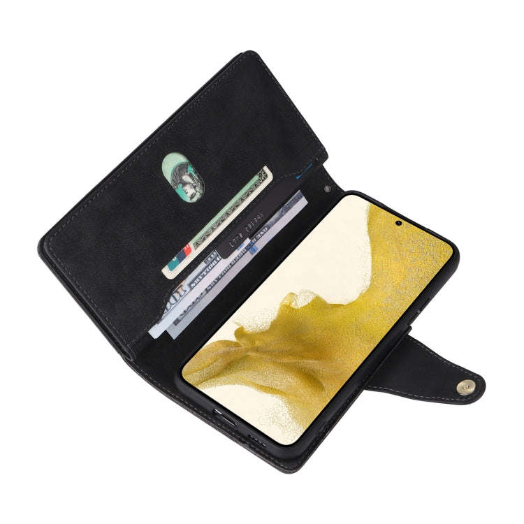 Rivet Buckle 9 Cards Three Fold Leather Phone Case, For Samsung Galaxy S22+, For Samsung Galaxy S...
