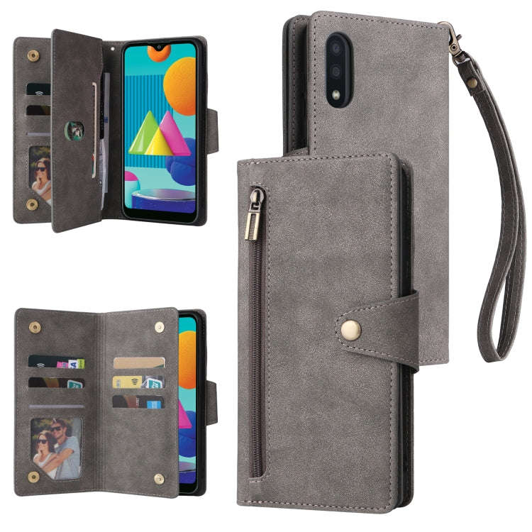 Rivet Buckle 9 Cards Three Fold Leather Phone Case, For Samsung Galaxy S22+, For Samsung Galaxy S...