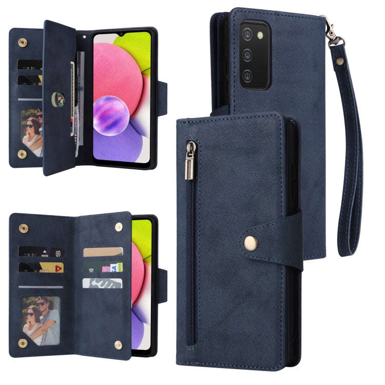 Rivet Buckle 9 Cards Three Fold Leather Phone Case, For Samsung Galaxy S22+, For Samsung Galaxy S...