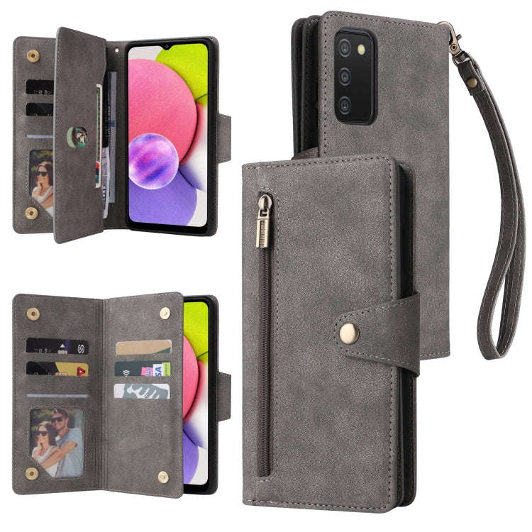 Rivet Buckle 9 Cards Three Fold Leather Phone Case, For Samsung Galaxy S22+, For Samsung Galaxy S...