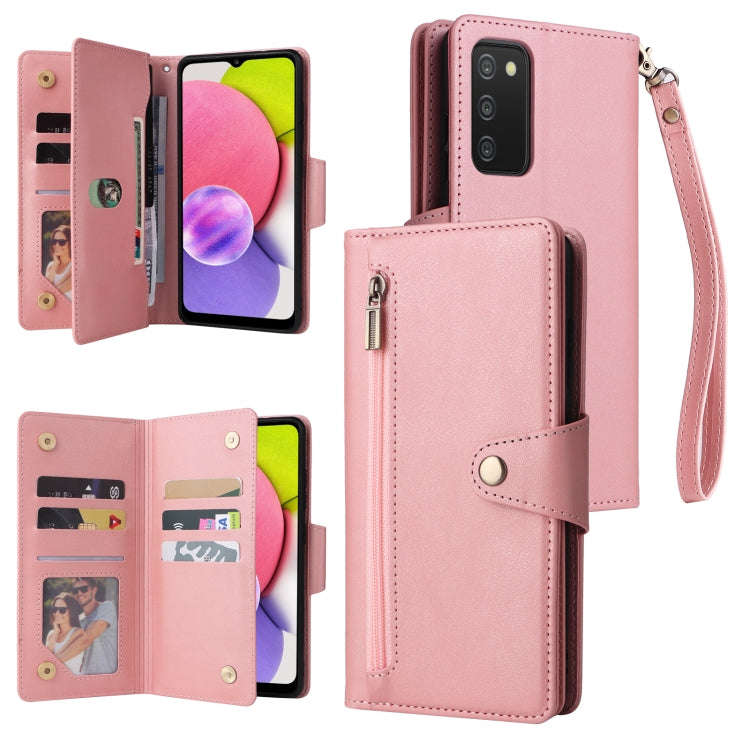 Rivet Buckle 9 Cards Three Fold Leather Phone Case, For Samsung Galaxy S22+, For Samsung Galaxy S...