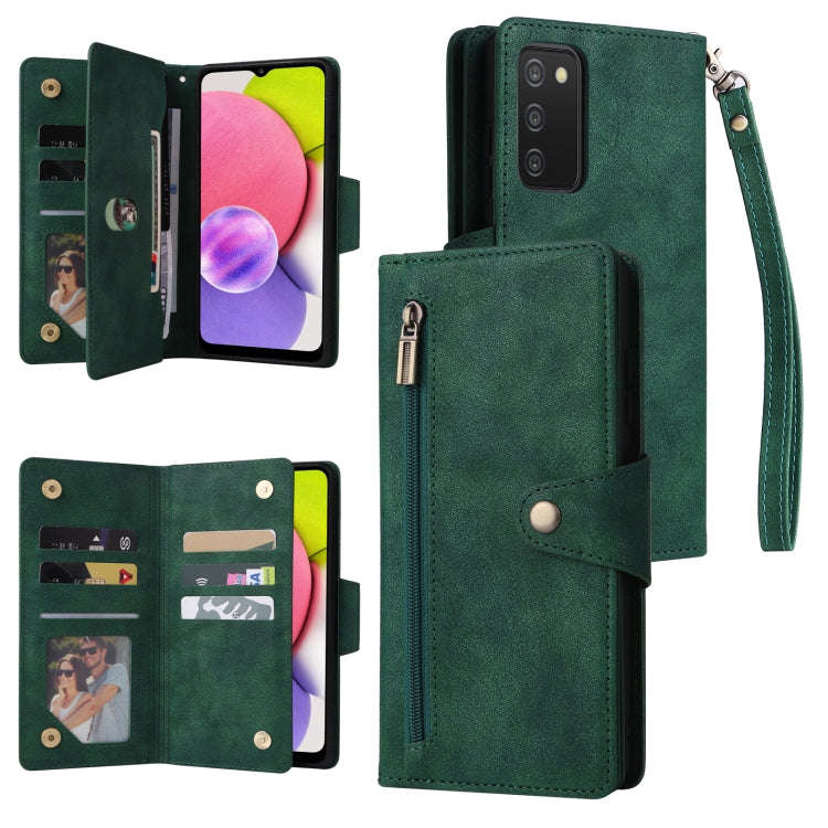 Rivet Buckle 9 Cards Three Fold Leather Phone Case, For Samsung Galaxy S22+, For Samsung Galaxy S...