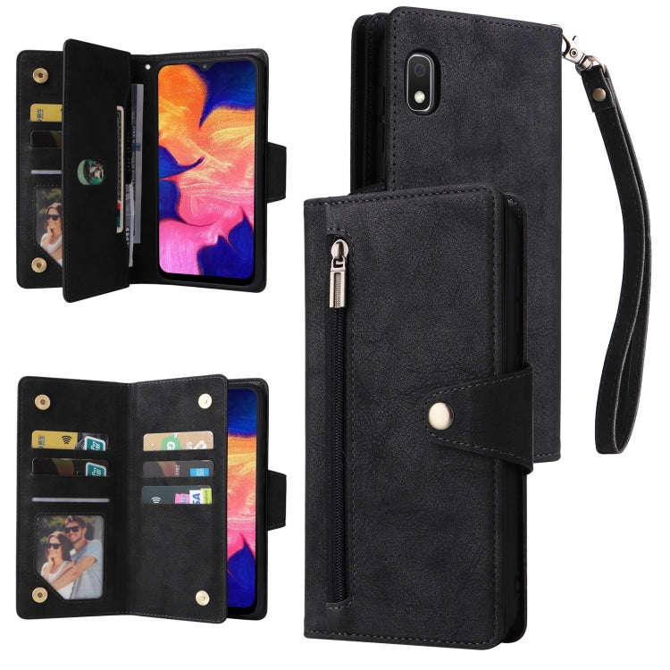 Rivet Buckle 9 Cards Three Fold Leather Phone Case, For Samsung Galaxy S22+, For Samsung Galaxy S...