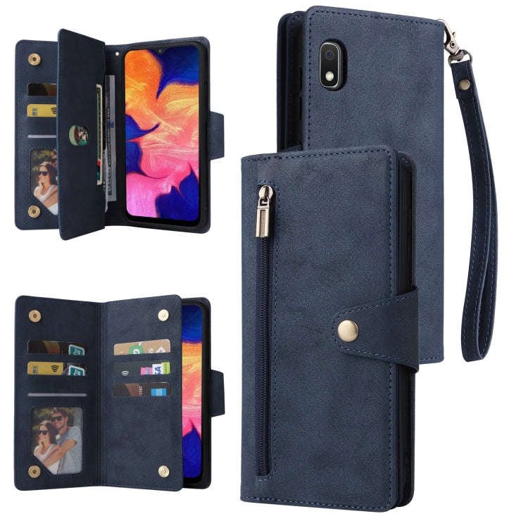 Rivet Buckle 9 Cards Three Fold Leather Phone Case, For Samsung Galaxy S22+, For Samsung Galaxy S...