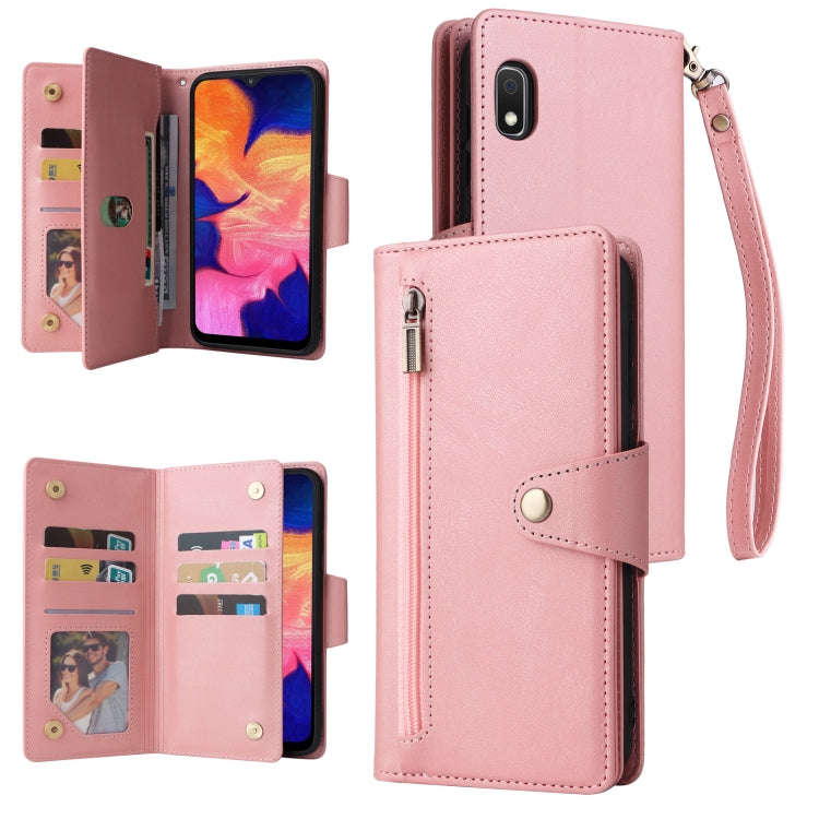 Rivet Buckle 9 Cards Three Fold Leather Phone Case, For Samsung Galaxy S22+, For Samsung Galaxy S...