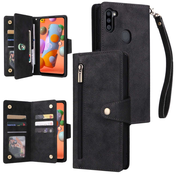 Rivet Buckle 9 Cards Three Fold Leather Phone Case, For Samsung Galaxy S22+, For Samsung Galaxy S...