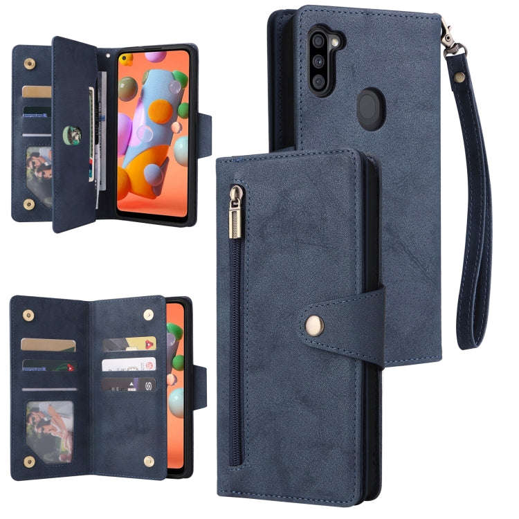 Rivet Buckle 9 Cards Three Fold Leather Phone Case, For Samsung Galaxy S22+, For Samsung Galaxy S...