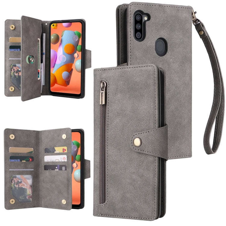 Rivet Buckle 9 Cards Three Fold Leather Phone Case, For Samsung Galaxy S22+, For Samsung Galaxy S...