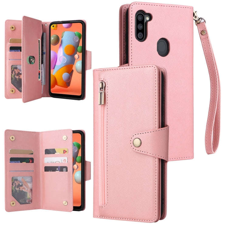 Rivet Buckle 9 Cards Three Fold Leather Phone Case, For Samsung Galaxy S22+, For Samsung Galaxy S...