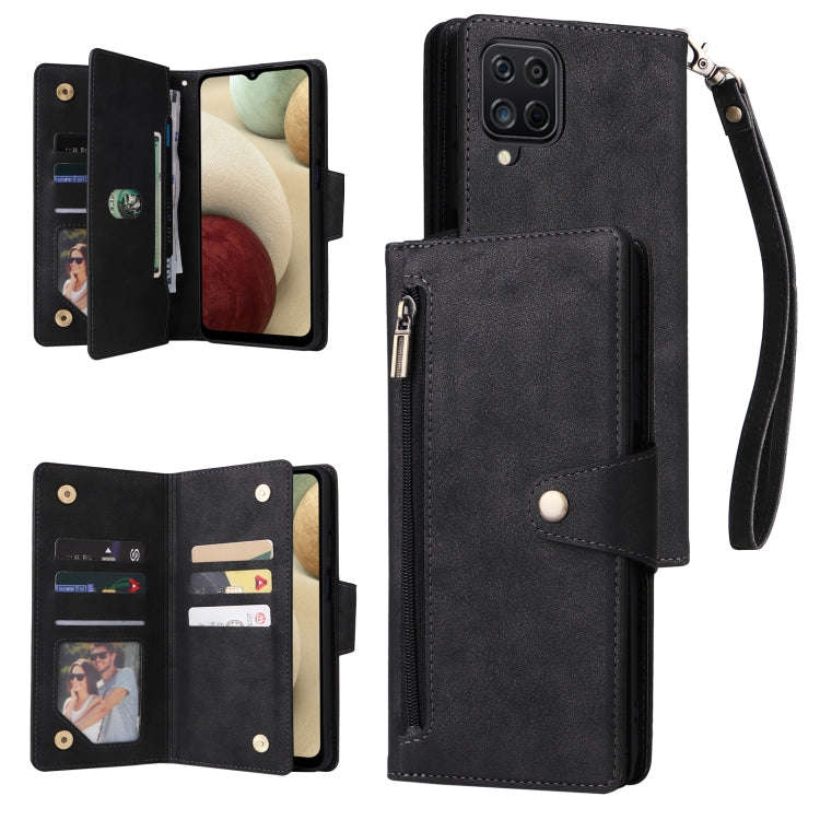 Rivet Buckle 9 Cards Three Fold Leather Phone Case, For Samsung Galaxy S22+, For Samsung Galaxy S...