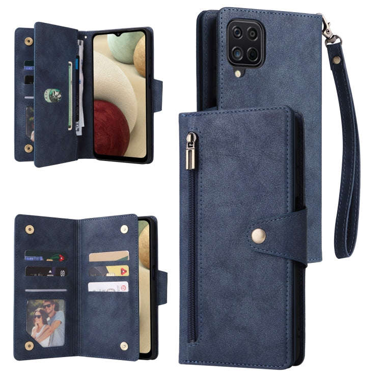 Rivet Buckle 9 Cards Three Fold Leather Phone Case, For Samsung Galaxy S22+, For Samsung Galaxy S...