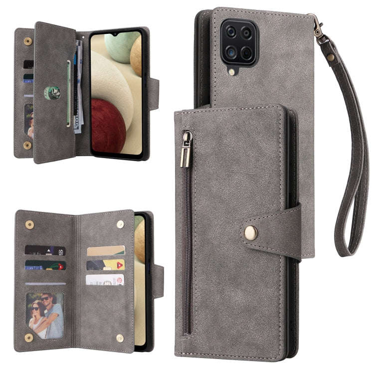 Rivet Buckle 9 Cards Three Fold Leather Phone Case, For Samsung Galaxy S22+, For Samsung Galaxy S...