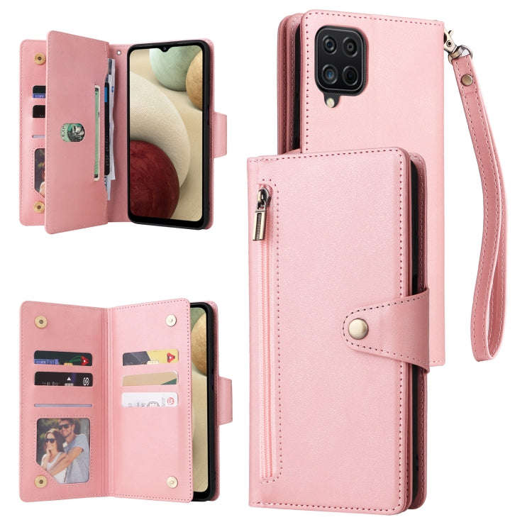 Rivet Buckle 9 Cards Three Fold Leather Phone Case, For Samsung Galaxy S22+, For Samsung Galaxy S...