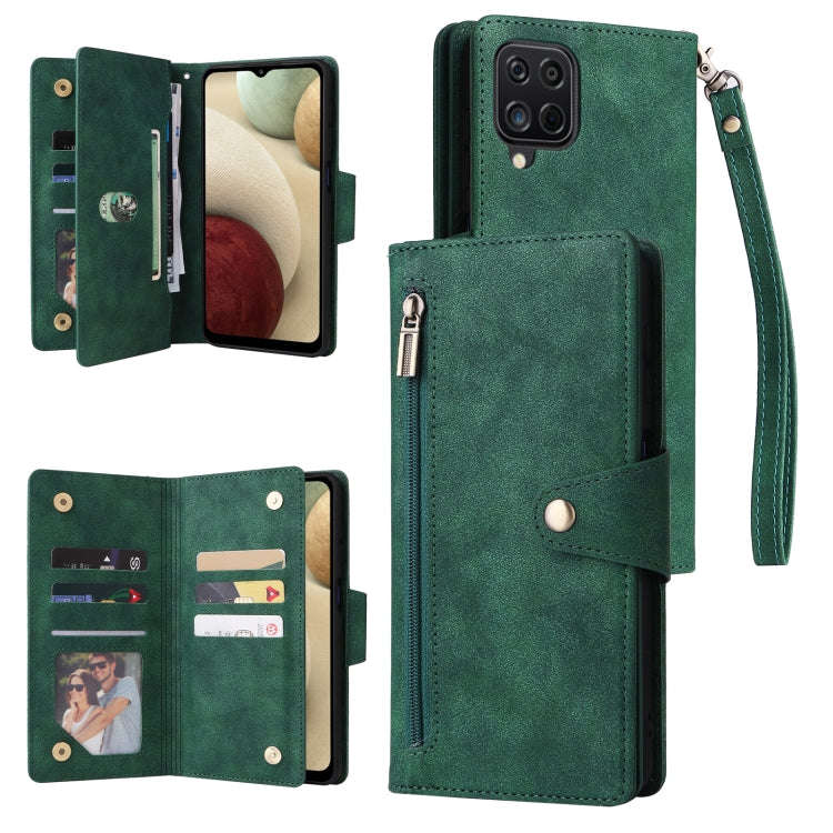 Rivet Buckle 9 Cards Three Fold Leather Phone Case, For Samsung Galaxy S22+, For Samsung Galaxy S...
