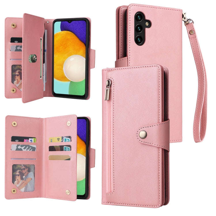 Rivet Buckle 9 Cards Three Fold Leather Phone Case, For Samsung Galaxy S22+, For Samsung Galaxy S...