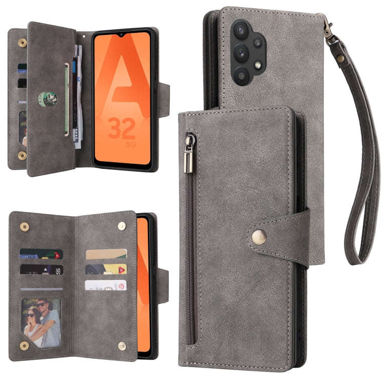 Rivet Buckle 9 Cards Three Fold Leather Phone Case, For Samsung Galaxy A20, For Samsung Galaxy A2...
