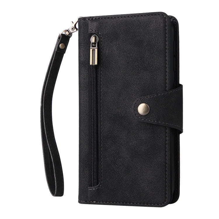 Rivet Buckle 9 Cards Three Fold Leather Phone Case, For Samsung Galaxy A40, For Samsung Galaxy A4...
