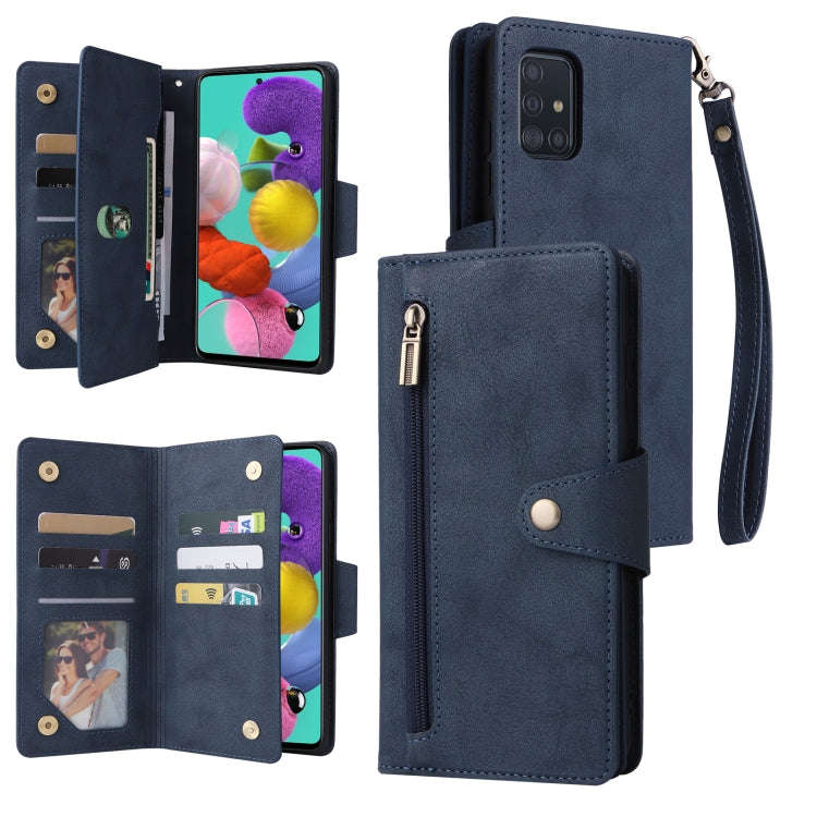 Rivet Buckle 9 Cards Three Fold Leather Phone Case, For Samsung Galaxy A40, For Samsung Galaxy A4...