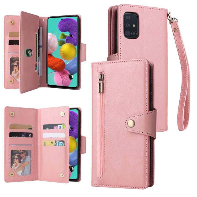 Rivet Buckle 9 Cards Three Fold Leather Phone Case, For Samsung Galaxy A40, For Samsung Galaxy A4...