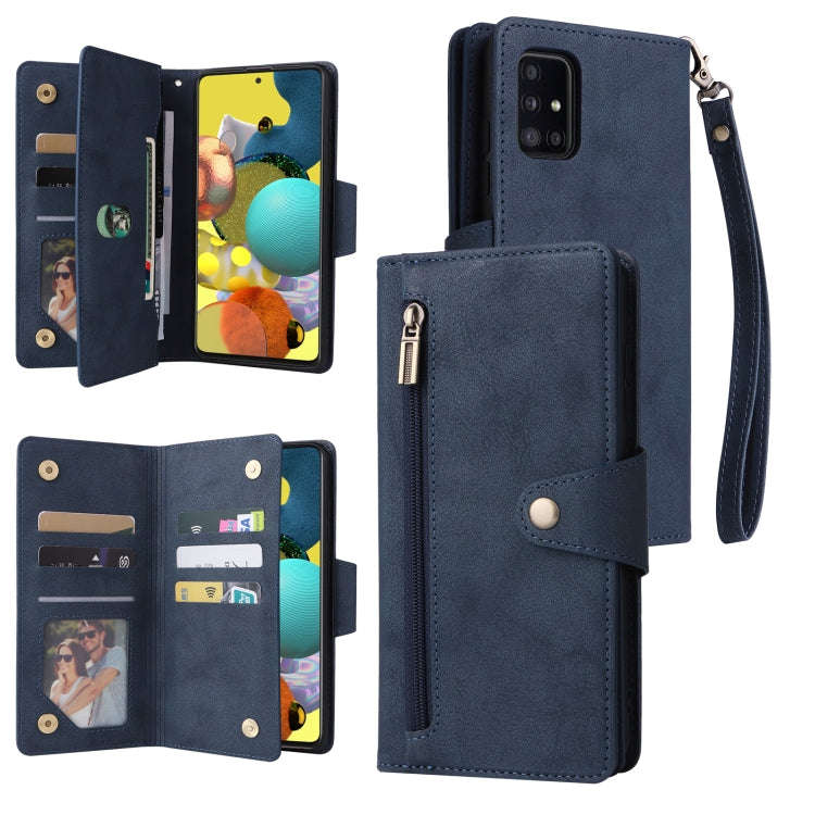 Rivet Buckle 9 Cards Three Fold Leather Phone Case, For Samsung Galaxy A40, For Samsung Galaxy A4...