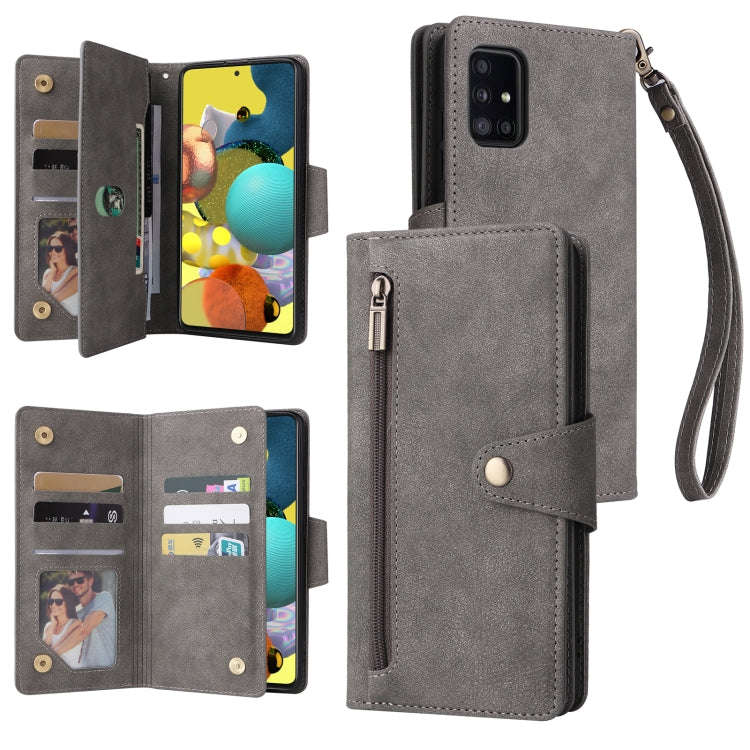 Rivet Buckle 9 Cards Three Fold Leather Phone Case, For Samsung Galaxy A40, For Samsung Galaxy A4...