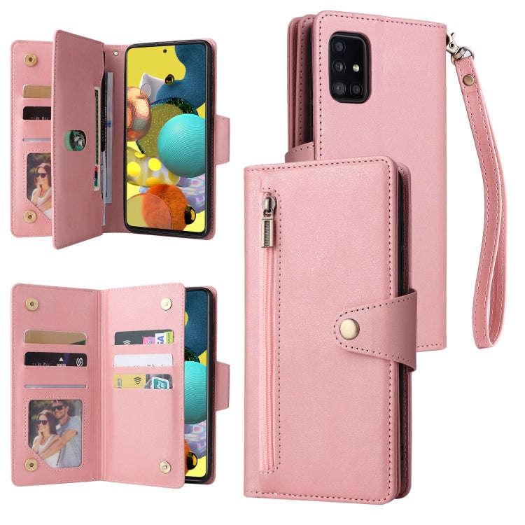 Rivet Buckle 9 Cards Three Fold Leather Phone Case, For Samsung Galaxy A40, For Samsung Galaxy A4...