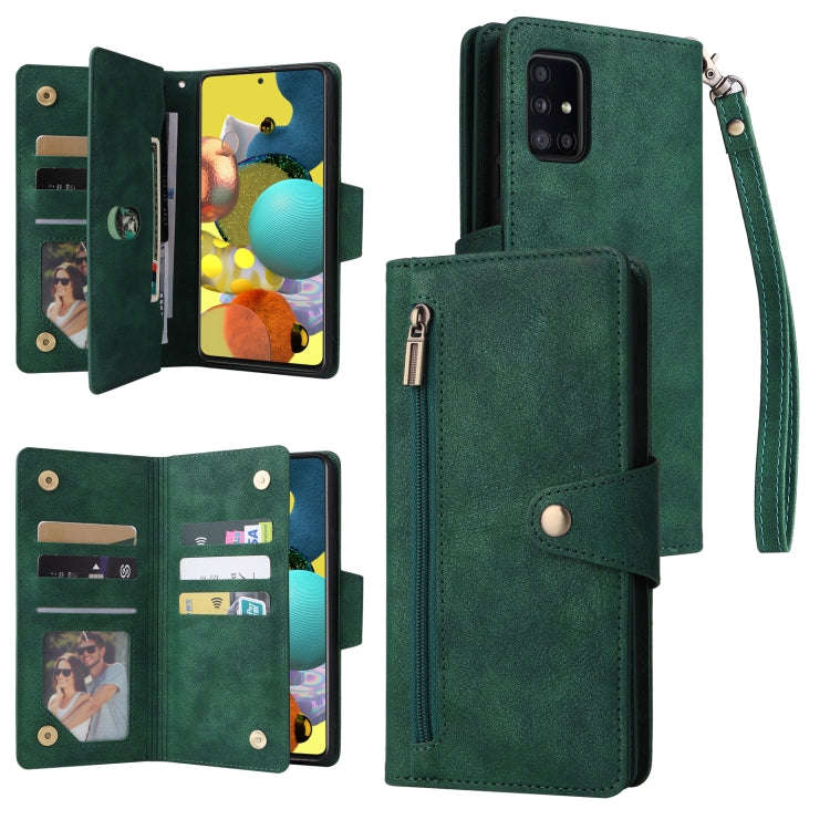 Rivet Buckle 9 Cards Three Fold Leather Phone Case, For Samsung Galaxy A40, For Samsung Galaxy A4...