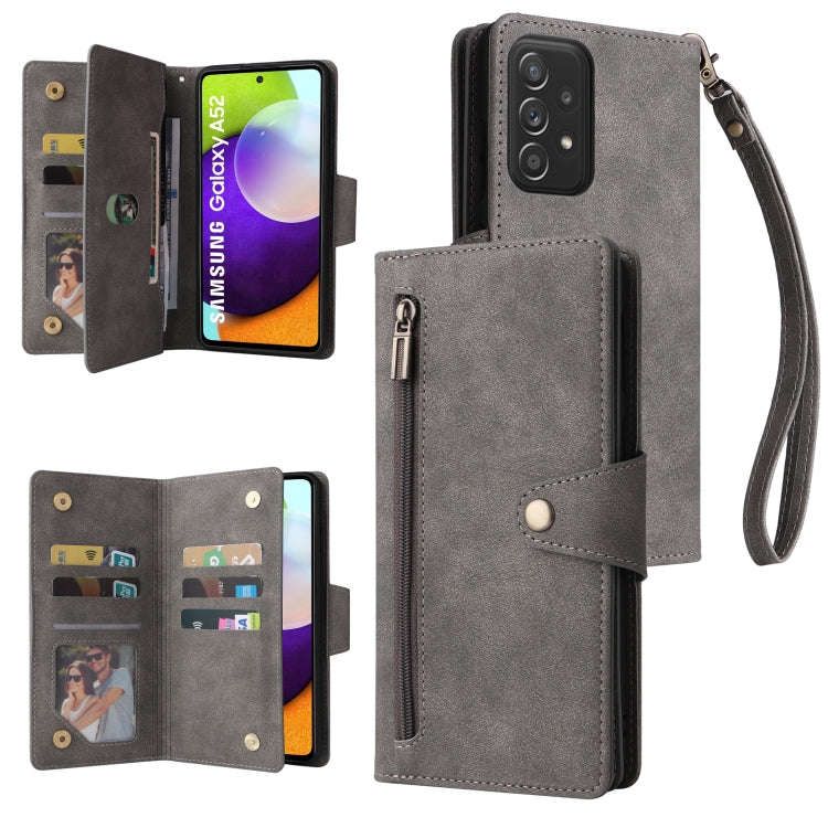 Rivet Buckle 9 Cards Three Fold Leather Phone Case, For Samsung Galaxy A40, For Samsung Galaxy A4...